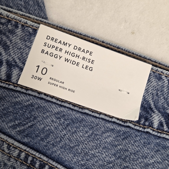 American Eagle Dreamy Drape Super High Baggy Wide Leg Blue Jeans Size 10 /30W - Picture 9 of 11